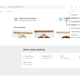 Na ekranie Vinted widać menu profilu z opcją "Personalizacja". To krok do założenia konta na Vinted i dostosowania go do swoich potrzeb.
