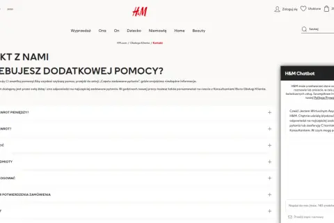 FAQ H&M: "Hm ile czasu na zwrot?" - sprawdź, gdzie jest Twój zwrot pieniędzy lub jak go dokonać. Wirtualny Asystent pomoże.