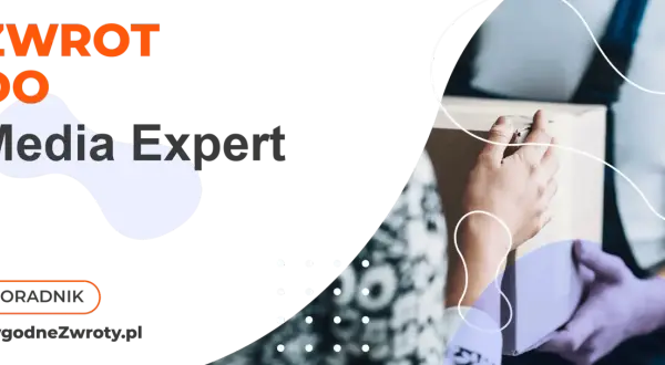 Zwrot do Media Expert. Dwie osoby przekazują sobie paczkę. Poradnik na WygodneZwroty.pl.